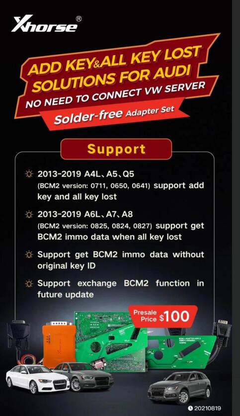 xhorse vvdi audi bcm2 solder free adapter