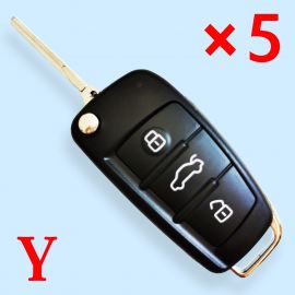 3 Buttons HU66 Flip Remote Key Shell for Audi Ｑ7 A6 A6L- 5 pcs