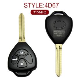 for Toyota Camry 3 Button Remote Key (315MHz) 4D-67 Chip