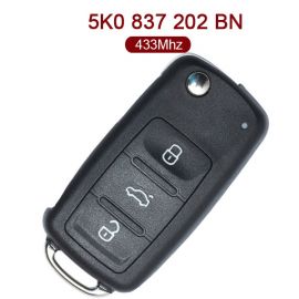 AK001082 for VW Flip Remote Key Keyless 3 Button 433MHz 5K0 837 202 BN