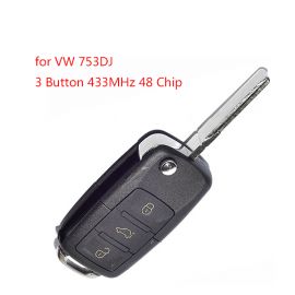 Remote Control Key for VW 753DJ 3 Button 433MHz with ID48 Chip