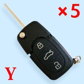 3+1 Buttons Flip Remote Key Shell for Audi with Small Battery Holder - 5 pcs