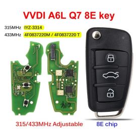 (315/434 MHz ) VVDI PCB 3 Buttons Flip Remote Key for Audi A1 A3 Q3 - 8V0 837 220 - with 8E Chip