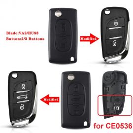 CE0536 Modified Filp Remote Key Shell with Battery Holder for Citroen Peugeot 5pcs