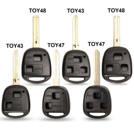 2 Buttons 3 button Remote Key Shell with Toy43 Toy47 Toy48 blade for Toyota - Pack of 5
