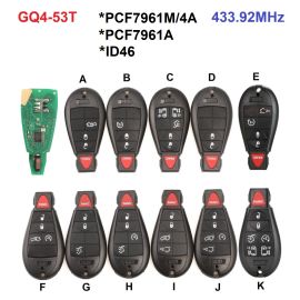 (434 MHz) GQ4-53T PCF7961M / 7961A / ID46 Remote Fobik Key for Jeep Chrysler / Dodge - 