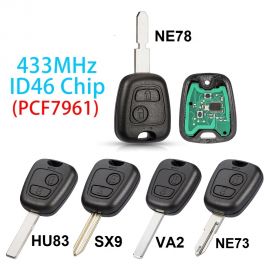 (434 MHz) 2 Buttons Remote Key for Peugeot 206 306 307 Partner Smart Citroen C1 C2 Saxo Picasso