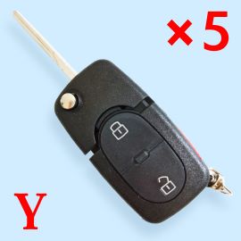 2+1 Buttons Flip Remote Key Shell for Audi with Large Battery Holder - 5 pcs