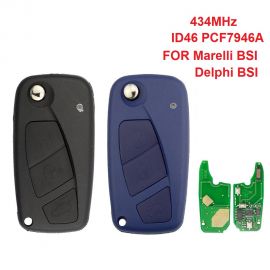 (433MHz) (Marelli BSI / Delphi BSI)  ASK PCF7946A / HITAG 2 / 46 CHIP 3 Button Flip Key For Fiat 
