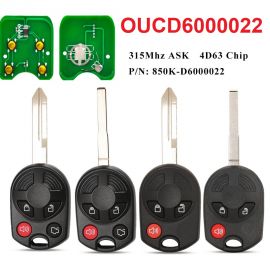 (315 / 434 MHz) OUCD6000022 ( with 4D63 80 Bit Chip) Remote Head Key for Lincoln / Ford 2007-2018 