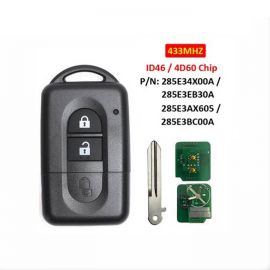 Remote Control Key For Nissan Micra 2 Buttons 433MHz with PCF7936 ID46 Chip