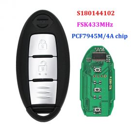 (433Mhz) S180144102 2+1 Buttons FSK 434 Mhz Smart Proximity Key for Nissan X-Trail  with 4A chip