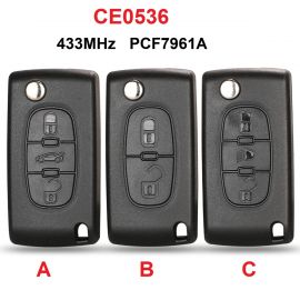 (433MHz) CE0536 PCF7961 ID46 chip Peugeot 307 Flip Remote Key