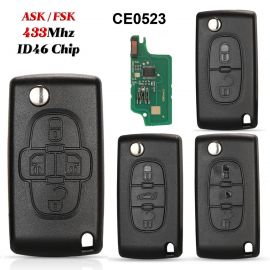 (434 MHz) CE0523 PCF7941 Chip Peugeot Citroen Flip Remote Key 