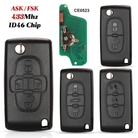(434 MHz) CE0523 PCF7941 Chip Peugeot Citroen Flip Remote Key 