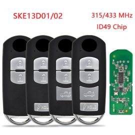 (433/315MHz) ID49 Chip WAZSKE13D01 WAZSKE13D02 2/3/4BTN Smart Remote Key Fob for Mazda 3 6 MX-5 Miata 2013-2019 Mitsubishi System