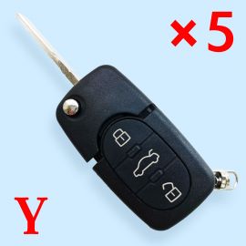 3 Buttons Flip Remote Key Shell for Audi with Large Battery holder - 5 pcs