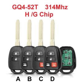 GQ4-52T (H Chip) 314 MHz Remote Head Key for Toyota RAV4 Highlander 2013-2018