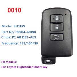 (Board No.: 0010) (433/434Mhz) MDL BH1EW Smart Key For 2013 Toyota RAV4
