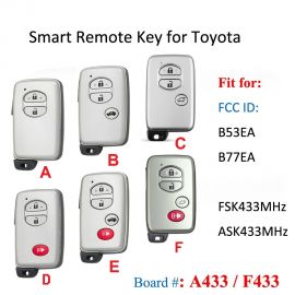 F433 Smart Remote Car Key FCCID:B77EA 433MHZ ID74-WD04