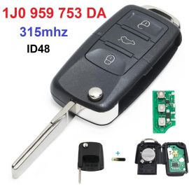 Remote Key for VW Skoda Seat 3 Button 315MHz ID48 Chip FCCID: 1J0 959 753 DA