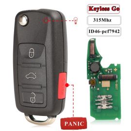 (315 MHz) 3D0959753AK 3+1 Buttons Flip Proximity Key for VW Touareg A8 Bentley