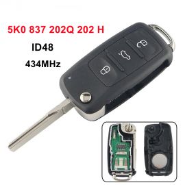 AK001063 for VW Skoda Flip Key 3 Button 433MHz ID48 3T0 837 202 H