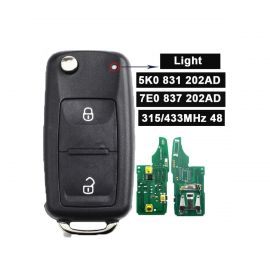 (433/315Mhz) 7E0 837 202 AD / 5K0831202AD 2 Buttons Flip Remote Key for VW ID48