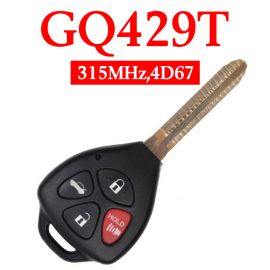 3+1 Buttons 315 MHz Remote Key for Toyota Matrix Venza Corolla Pontiac 2008-2013  - GQ4-29T ( 4D 67 Chip)