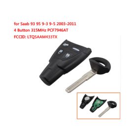 Remote Control Key for?SAAB 9-3 93 2003-2010 4 Button?315Mhz PCF7946AT FCCID:LTQSAAM433TX