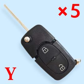 2 Buttons Flip Remote Key Shell for Audi with Small Battery Holder - 5 pcs