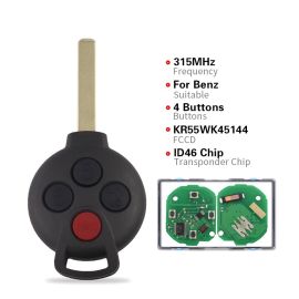 3 Buttons 315 MHz Remote Key for Mercedes SMART - with PCF7941 ID46 Chip