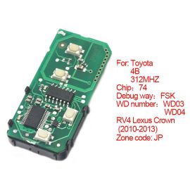 (Number 271451-5290-USA) 314.3MHz 4 Button for Toyota Smart Card Board