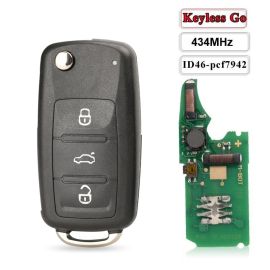 (433MHz) 3D0959753AK ID46 7942 Chip 3 button key For VW Volkswagen Touareg Phaeton keyless-go