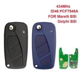 (433MHz) (Marelli BSI / Delphi BSI) ASK PCF7946A / HITAG 2 / 46 CHIP 3 Button Flip Key For Fiat