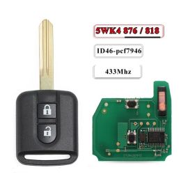 (434MHz) 5WK4 876 / 5WK4 818 2 Buttons Remote Heady Key for Nissan Micra Qashqai Cabster