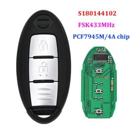 (433Mhz) S180144102 2+1 Buttons FSK 434 Mhz Smart Proximity Key for Nissan X-Trail with 4A chip