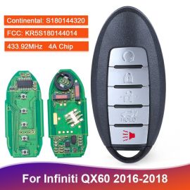 (433Mhz /4A chip) S180144320 KR5S180144014 - 5 Button Smart Key For Infiniti QX60 2016 2017 2018