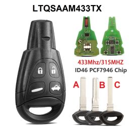 (315/433MHz) PCF7946AT FCCID:LTQSAAM433TX Remote Control Key for SAAB 9-3 93 2003-2010 4 Button?433Mhz