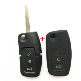 Folding Key Cover Remote Case Fob for Ford Fiesta Focus 2 Ecosport Kuga Escape 3 Buttons With Silicone Key Shell Cover 5pcs