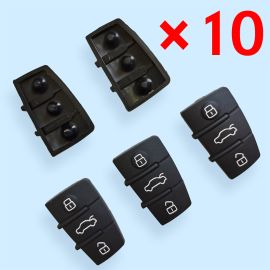 3 Buttons Rubber Pad Key Shell for Audi - 10 pcs
